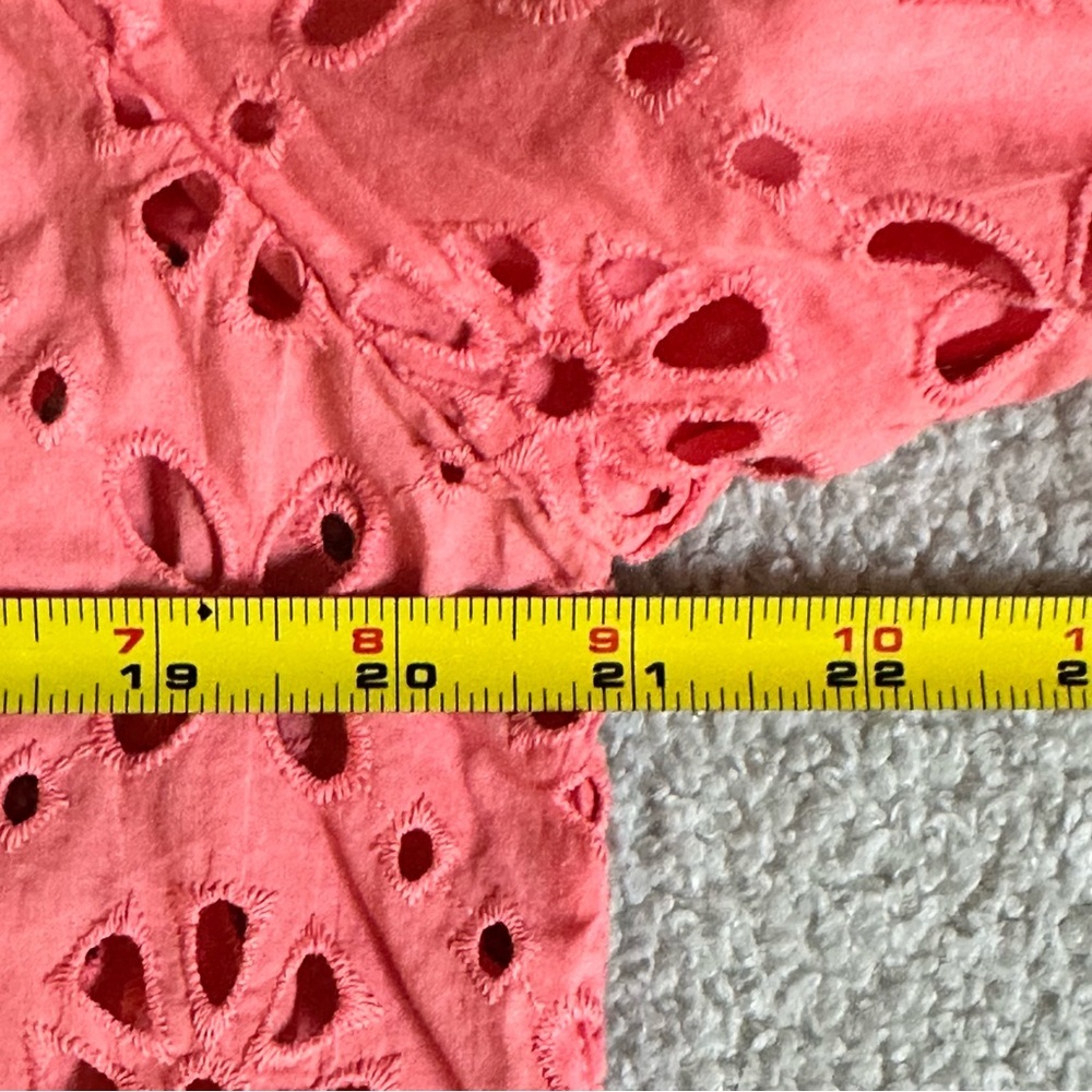 Joe’s Jeans 100% Cotton Eyelet Lace Blousen Sleeve Top, Peach Pink, NWOT, Size L - Picture 8 of 9